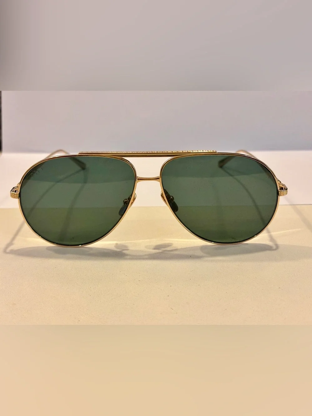 Diff Eyewear Gold Frame Aviator Sunglasses with Dark Lenses